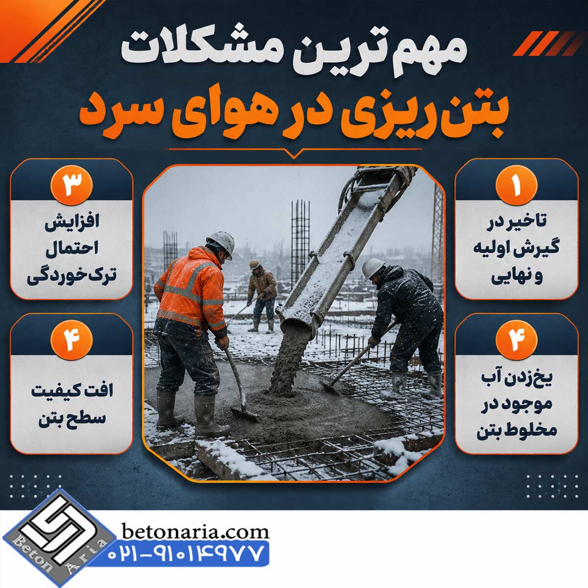 مهم ترین مشکلات بتن ریزی در هوای سرد 